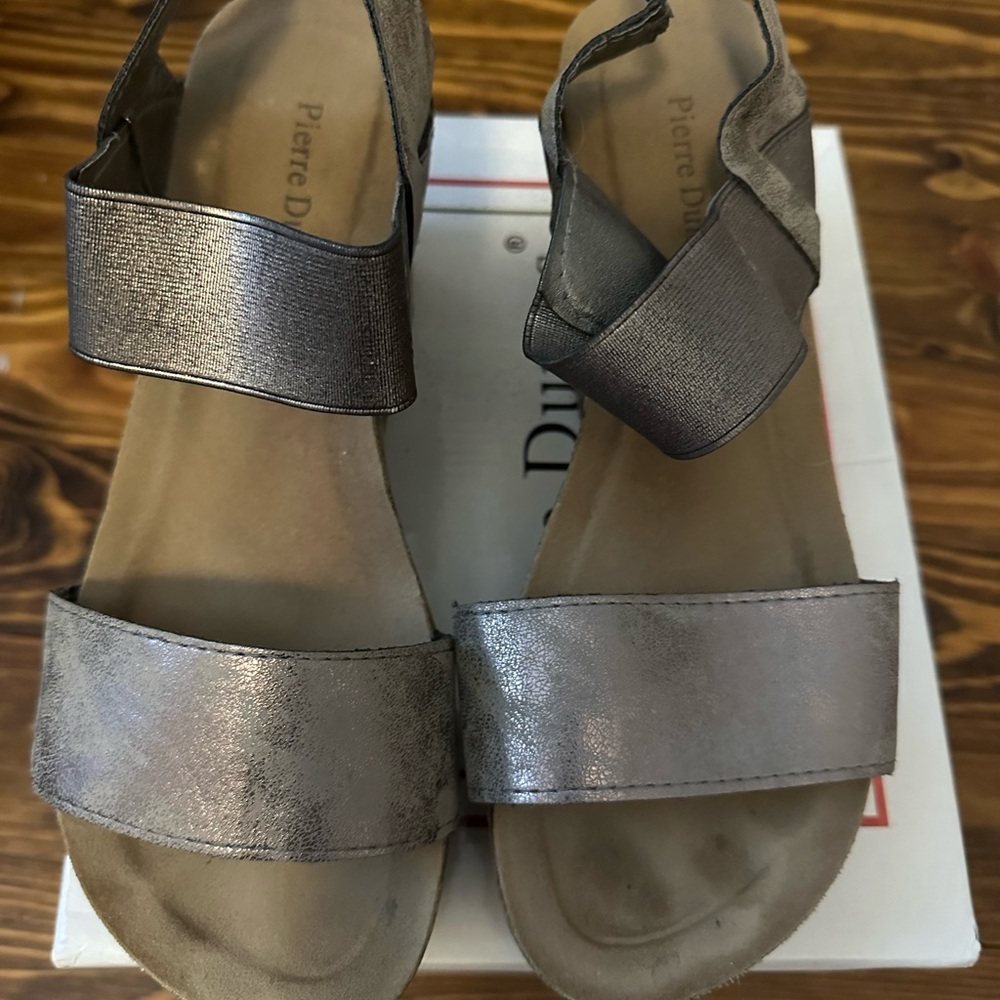 Pierre Dumas Silver Sandals with Distressed Metallic Finish